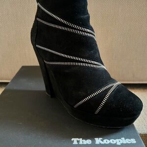 Suede Zipper Platform Wedge